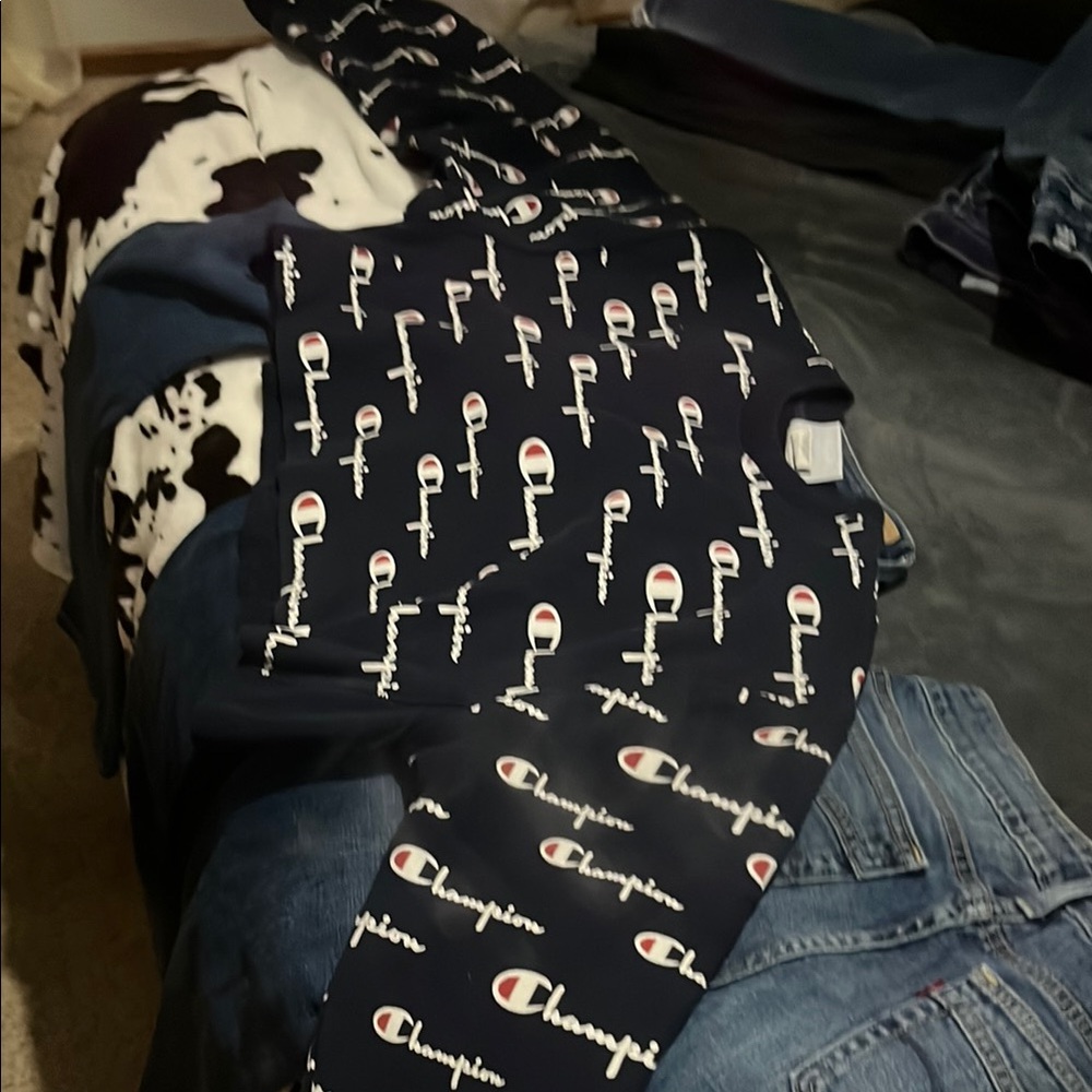 Champion Navy Logo Print Sweatshirt